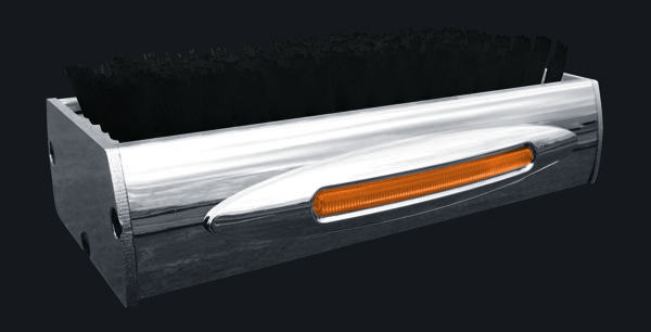 Chromed LED Boot Brush with Flatline Amber Marker LED, (9 Diodes), Black Bristles
