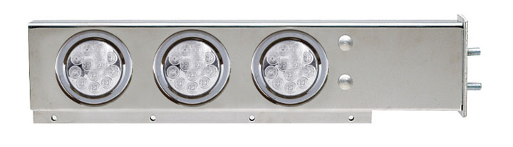 Mud Flap Hanger with Flat Top & 6 x 4inch Clear LED, 2 1, 2inch Bolt Spacing