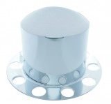 Chrome Rear 2Pc. Axle Cover - Aluminum Ring