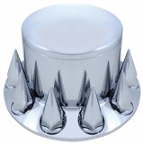 Chrome Plastic Rear Axle Cover W/ Removable Hub Cap - 33Mm Thread-On Spike Nut Cover