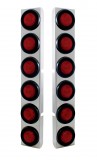 (2/Bulk) Stainless Steel Peterbilt 12 Light Cutout Rear Air Cleaner Light Bracket W/ 2" Incandescent Flat Light - Red