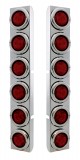 (2/Bulk) Stainless Steel Peterbilt 12 Lt Cutout Rear Air Cleaner Lt Bracket W/ 2" Incandescent Flat Lt W/ Stainless Steel Bezel - Red
