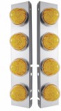 (2/Bulk) Stainless Steel Peterbilt 16 Led Cutout Air Cleaner Light Bracket W/ 17 Amber Led Watermelon Cab Light - Amber Lens