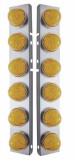 (2/Bulk) Stainless Steel Peterbilt 12 Led Cutout Air Cleaner Light Bracket W/ 17 Amber Led Watermelon Cab Light - Amber Lens