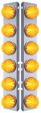 (2/Bulk) Stainless Steel Peterbilt 12 Led Cutout Air Cleaner Light Bracket W/ 17 Amber Led Beehive Cab Light - Amber Lens