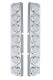 (2/Bulk) S.S. Kenworth 14 Led Cutout Air Cleaner Bracket W/ 9 Amber Led 2" Flat Light W/ Visor - Clear Lens