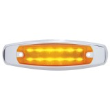 12 Amber Led Peterbilt Rectangular Clearance/Marker Light W/ Stainless Steel Bezel - Amber Lens