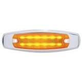 12 Amber Led Peterbilt Rectangular Clearance/Marker Light W/ Stainless Steel Bezel - Amber Lens