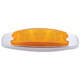 15 Amber Led Peterbilt Clearance/Marker Light W/ Chrome Steel Bezel - Amber Lens
