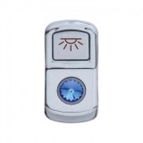 Chrome Plastic "Cab Light" Rocker Switch Cover W/ Diamond - Blue