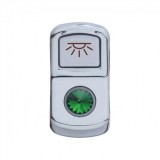 Chrome Plastic "Cab Light" Rocker Switch Cover W/ Diamond - Green