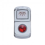Chrome Plastic "Cab Light" Rocker Switch Cover W/ Diamond - Red