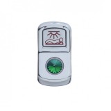 Chrome Plastic "Sleeper Light" Rocker Switch Cover W/ Diamond - Green
