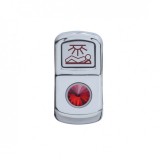 Chrome Plastic "Sleeper Light" Rocker Switch Cover W/ Diamond - Red