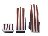 (3/Box) Chrome Aluminum Kenworth Pedal Set W/ Wood Insert