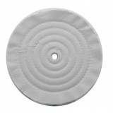 8" White Spiral & Concentric Sewed Muslin Wheel - 30 Ply. & 1/2" Arbor