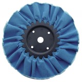 6" Blue Treated Airway Buff - 12 Ply, 5/8" & 1/2" Arbor