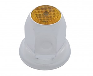 Chrome 33Mm X 2" Nut Cover W/ Flange & Reflector - Amber