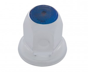 Chrome 33Mm X 2" Nut Cover W/ Flange & Reflector - Blue