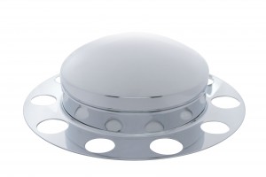 Chrome Front 3Pc. Axle Cover W/ Dome Hub Cap - Aluminum Ring