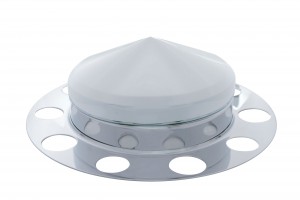 Chrome Front 3Pc. Axle Cover W/ Pointed Hub Cap - Steel Ring