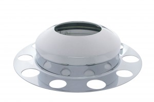 Chrome Front 3Pc. Axle Cover W/ Hubdometer Hub Cap - Steel Ring