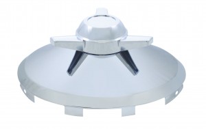 Chrome Universal Front Hub Cap With 3 Bar Straight Style Spinner - 7/16" Lip