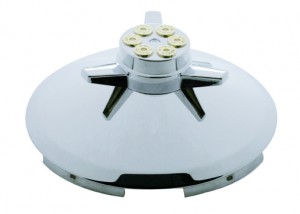 Chrome 5 Even Notch Front Hub Cap W/ Gun Cylinder Spinner - 7/16" Lip