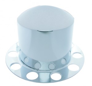 Chrome Rear 2Pc. Axle Cover - Aluminum Ring