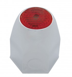Chrome Steel 1 1/2" X 1 5/8" Nut Cover W/ Reflector - Red