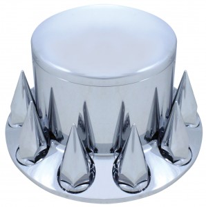 Chrome Plastic Rear Axle Cover W/ Removable Hub Cap - 33Mm Thread-On Spike Nut Cover