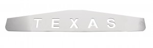 Chrome 4"L X 24"W Scripted Bottom Mud Flap Plate W/ Welded Stud - Texas