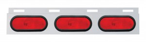 Stainless Steel Top Mud Flap Light Bracket W/ 3 Oval Incandescent Lights W/ Grommet - Red Lens