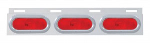 Stainless Steel Top Mud Flap Light Bracket W/ 3 Oval Incandescent Light W/Bezel - Red Lens