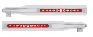 (2/Bulk) Stainless Steel Deluxe Quarter Fender Bracket W/ 11 Red Led 17" Light Bar W/ Bezel - Red Lens