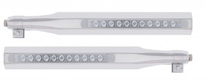 (2/Bulk) Stainless Steel Deluxe Quarter Fender Bracket W/ 11 Amber Led 17" Light Bar W/ Bezel - Clear Lens