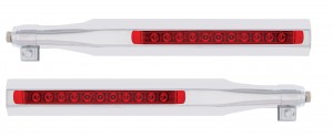 (2/Bulk) Stainless Steel Deluxe Quarter Fender Bracket W/ 11 Red Led 17" Light Bar - Red Lens