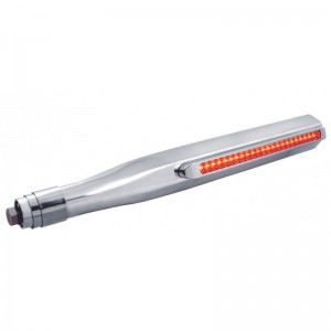 (2/Bulk) Stainless Steel Deluxe Quarter Fender Bracket W/ Chrome Bezel W/ 23 Red Led W/ Reflector 17" Light Bar - Red Lens