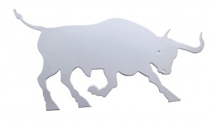 Stainless Steel 12" X 7" Bull Cutout W/ Welded Stud - Facing Left