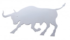 Stainless Steel 12" X 7" Bull Cutout W/ Welded Stud - Facing Right