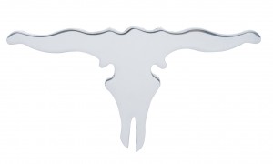 Chrome 3 1/4" X 6 5/8" Small Horn Skull Cutout - Welded Stud