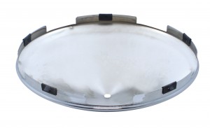 Chrome 7/16" Lip 5 Even Notch Front Hub Cap W/ 3 Bar Straight Spinner