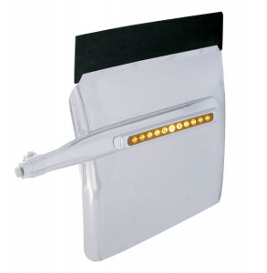 (2/Bulk) Stainless Steel 24" X 27" Deluxe Quarter Fender W/ Chrome Bezel W/ 11 Amber Led 17" Light Bar - Amber Lens