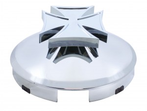 Stainless Steel 1" Lip 4 Even Notch Front Hub Cap W/ Iron Cross Spinner