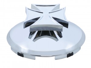 Stainless Steel 7/16" Lip 5 Even Notch Front Hub Cap W/ Iron Cross Spinner