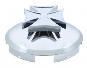 Stainless Steel 1" Lip 5 Even Notch Front Hub Cap W/ Iron Cross Spinner