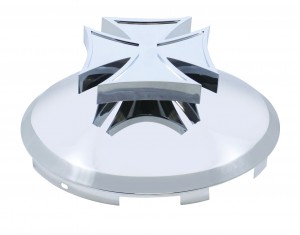 Stainless Steel 7/16" Lip 6 Uneven Notch Front Hub Cap W/ Iron Cross Spinner