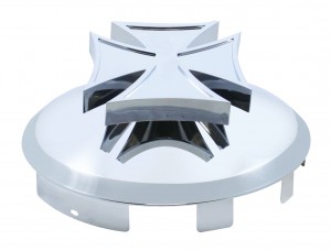 Stainless Steel 1" Lip 6 Uneven Notch Front Hub Cap W/ Iron Cross Spinner