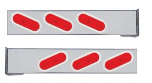 (2/Bulk) Stainless Steel 94" Long 2 Piece Rear Light Bar W/ 6 Slanted Oval Lights W/ Stainless Steel Bezel