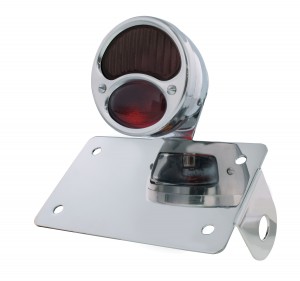(B0X) "Bobber" Style "1928 Duo Lamp" Tail Light With Red Glass Lens - Horizontal